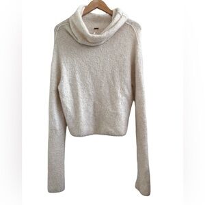 Free People Stormy Ivory Cozy Cream Cowl Turtleneck Sweater S